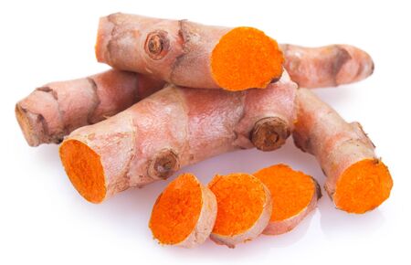 turmeric isolated on white backgroundの写真素材