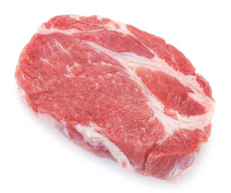 raw pork isolated on white backgroundの写真素材