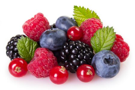 fresh berries isolated on white backgroundの写真素材