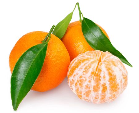 fresh mandarin isolated on white backgroundの写真素材