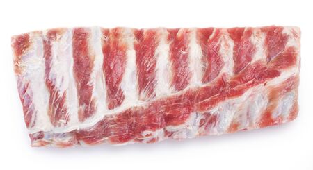 raw pork ribs isolated on white backgroundの写真素材