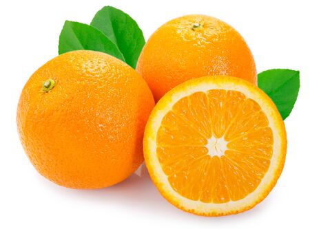 fresh orange fruit isolated on white backgroundの写真素材