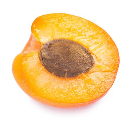 fresh apricot isolated on white background closeupの写真素材