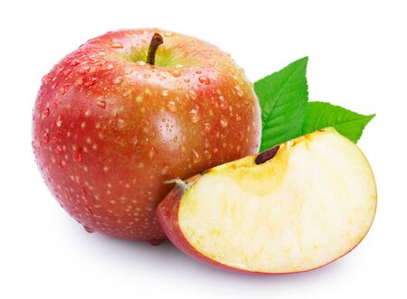 fresh red apple isolated on white background closeupの写真素材