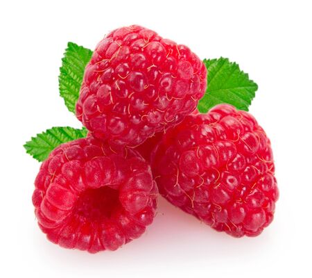 fresh raspberry isolated on white background closeupの写真素材