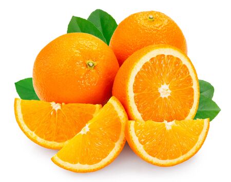 fresh orange fruit isolated on white backgroundの写真素材