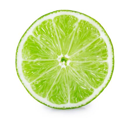 fresh lime isolated on white background closeupの写真素材