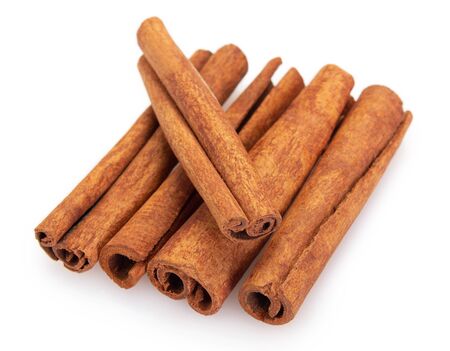cinnamon stick isolated on white background closeupの写真素材