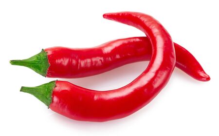 chili pepper isolated on white background closeupの写真素材