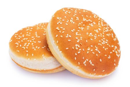hamburger bun isolated on white background closeupの写真素材