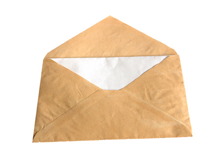 Vintage envelope with letter isolated on white