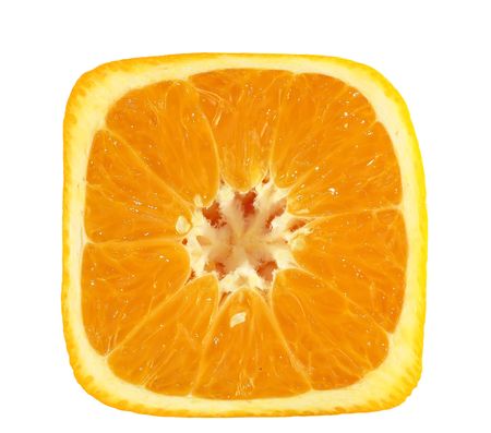 Closeup of   square orange, isolated on white.
の写真素材