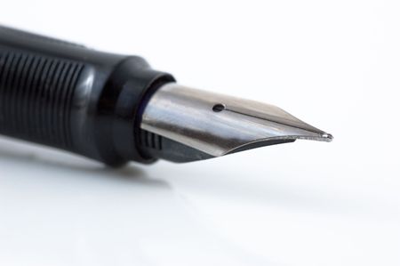 Close-up of a fountain pen isolated over a white backgroundの写真素材