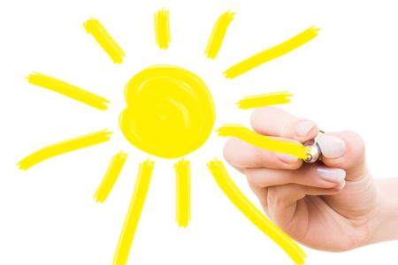 Hand drawing sunの写真素材