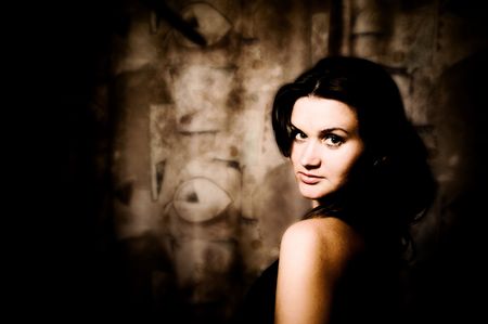 Portrait - Woman with Long Brown Hairの写真素材