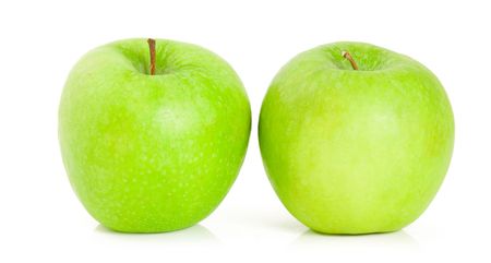 Green Apples on white backgroundの写真素材
