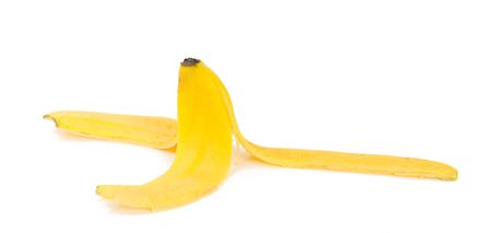 peel of a banana on white backgroundの写真素材