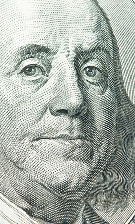 High definition Benjamin Franklin portrait from 100 dollars banknote