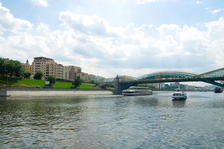river motor ship on Moscow-riverの写真素材