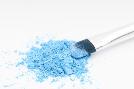 Blue eye shadow on white backgroundの写真素材