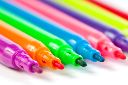 Felt pens on white background 