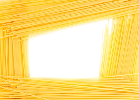 Abstract frame of spaghetti isolated on white background の写真素材