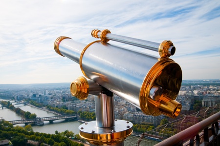 Eiffel Tower telescope overlooking for Paris.の写真素材