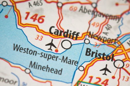 Cardiff on a mapの写真素材