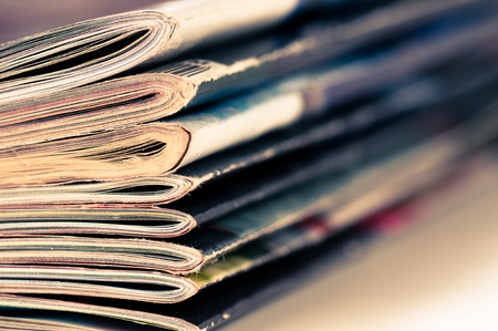 A large stack of magazines piled high.の写真素材