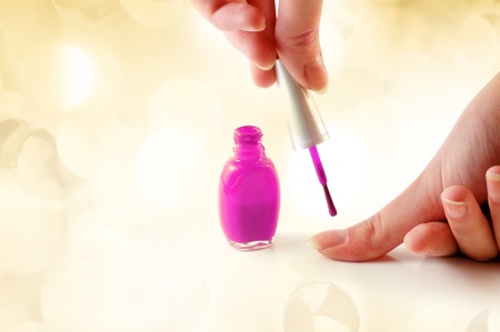 manicure with lights in the background の写真素材