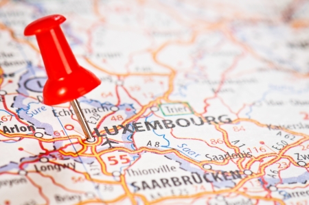 Luxembourg on a mapの写真素材
