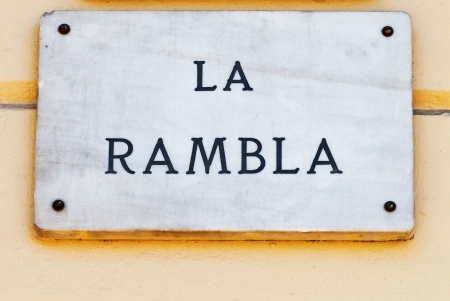 La Rambla street sign in Barcelona, Spain. の写真素材