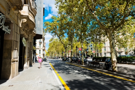 BARCELONA, SPAIN - SEPTEMBER 13: Street of Barcelona on September 13, 2012. It is the capital of Catalonia and the second largest city in Spain with a population of 1,621,537 within its administrative limits のeditorial素材