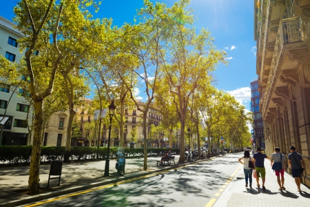 BARCELONA, SPAIN - SEPTEMBER 13: Street of Barcelona on September 13, 2012. It is the capital of Catalonia and the second largest city in Spain with a population of 1,621,537 within its administrative limits のeditorial素材