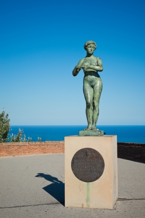 BARCELONA, SPAIN - SEPTEMBER 21: Statue of Naked Woman At Montjuic Castle in Barcelona, September 21 2012 in Barcelona, Spain. Barcelona is the the 4 most visited city in Europe, with more than 7 million tourists every year のeditorial素材