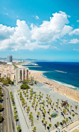 Aerial view of the Harbor district in Barcelona, Spain の写真素材