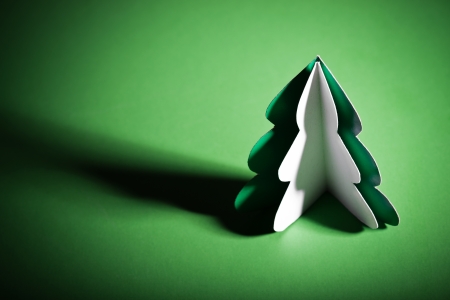 Handmade Christmas tree cut out from office paper の写真素材