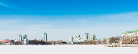 YEKATERINBURG, RUSSIA - APRIL 03: embankment Yekaterinburg City on April 3, 2013. Yekaterinburg is bidding for the 2020 Expo.のeditorial素材