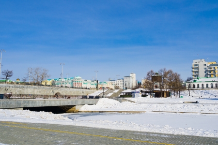 YEKATERINBURG, RUSSIA - FEBRUARY 26: historical square in the center of Yekaterinburg on February 26, 2013. Yekaterinburg is bidding for the 2020 Expo.のeditorial素材