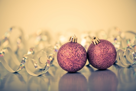 red christmas balls. Vintage styleの写真素材