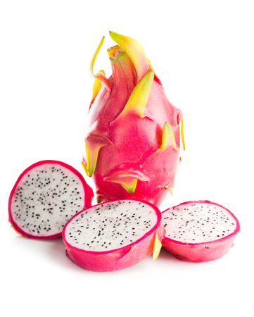 Dragon Fruit isolated against white background. の写真素材