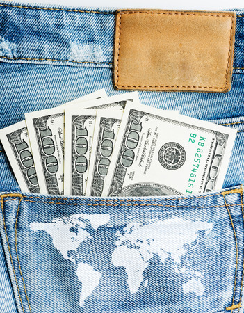 U.S. dollars in the back jeans pocket 