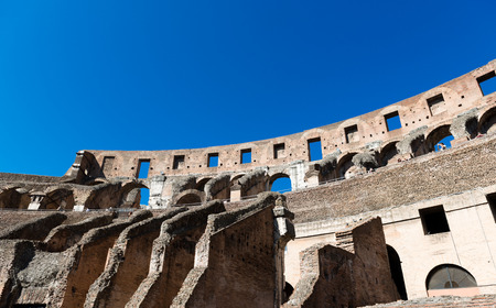 ROME, ITALY - JULY 16, 2014: inside of Colosseum in Rome, Italy. The Colosseum is an important monument of antiquity and is one of the main tourist attractions of Rome. のeditorial素材