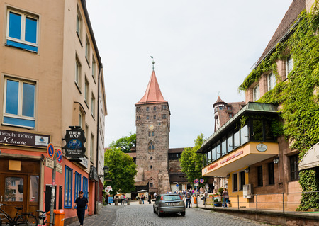 NUREMBERG, GERMANY JULY 22: Beautiful street  of Nuremberg in summer day. Nuremberg accommodates annually more than 2 millions tourists のeditorial素材