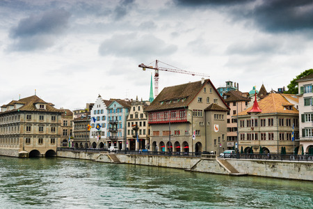 ZURICH, SWITZERLAND - JUL 21 2014: view on the Limmat river. Zurich is the largest city in Switzerland and the capital of the canton of Zurich.のeditorial素材