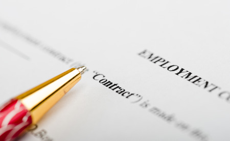 Pen on the contract papersの写真素材