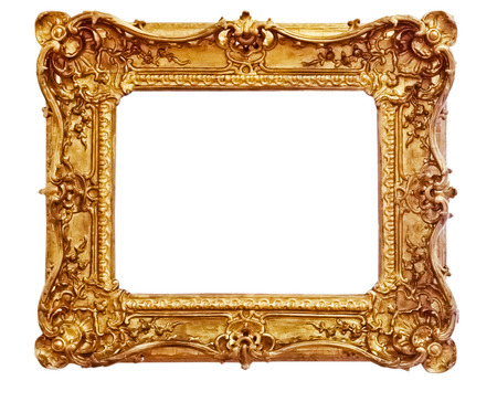 antique golden frame isolated on white backgroundの写真素材
