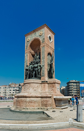 ISTANBUL, TURKEY - AUGUST 27 2013: Republic Monument at Taksim Square. The monument honoring the leaders of the struggle for independence was unveiled in 1928.のeditorial素材
