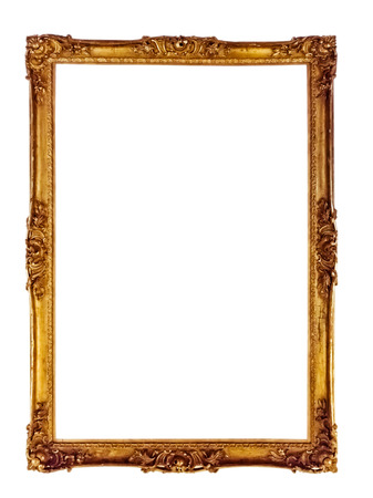 antique golden frame isolated on white backgroundの写真素材