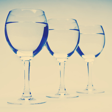 vine glasses  filtred imageの写真素材